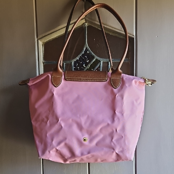 Longchamp Pink Tote with Brown Trim - Picture 5 of 11